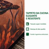 Non-slip kitchen rug with feather crown NCU0TD1433