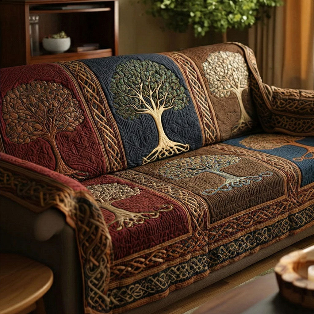 Quilted Sofa Cover Tree of Life – Non-Slip