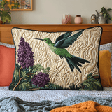 Quilted cushion cover with antique-style hummingbirds NCU0DV6288