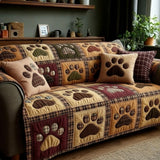 Quilted sofa cover with paw print and autumn heart NCU0NT11533