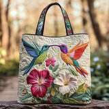 Quilted Floral Bag with Hummingbirds and White Flowers – Two Sizes