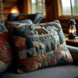 Quilted cushion cover with rustic bear NCU0PT9185