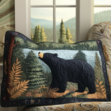 Quilted cushion cover with black bear among the pines NCU0DV6345