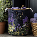 Quilted laundry basket with black cat NCU0DV850