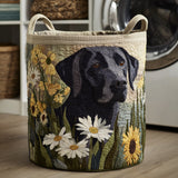 Laundry Basket Black Lab Blooms