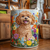 Quilted Laundry Basket — Puppies Among the Flowers