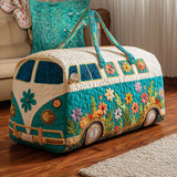 Quilted Fabric Travel Bag with Floral Van NCU0NT9731