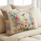 Quilted cushion cover with floral field