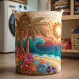 Quilted laundry basket with marine motif NCU0QN043
