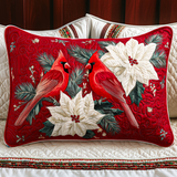 Quilted cushion cover with red cardinal NCU0NT9784