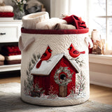 Quilted laundry basket with red cardinal NCU0NTV096
