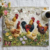 Quilted Placemat with Charming Chickens and Flowers NCU0TL071