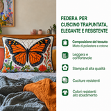 Quilted cushion cover with monarch butterfly on the meadow