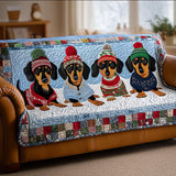 Quilted sofa cover with winter dachshund NCU0TH3702