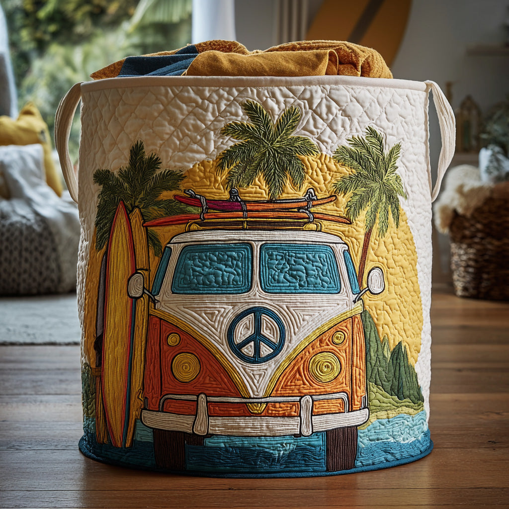 Quilted laundry basket in colourful hippie style NCU0QN026