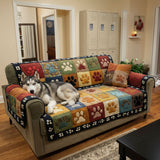 Quilted sofa cover with paw prints NCU0TV871