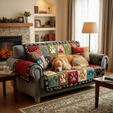 Quilted sofa cover with paw prints NCU0TV871