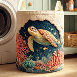 Quilted Laundry Basket with Sea Turtle NCU0NTD387