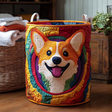 Quilted Laundry Basket — Coloured Corgis