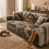 Quilted sofa cover with woodland pattern NCU0TD1797