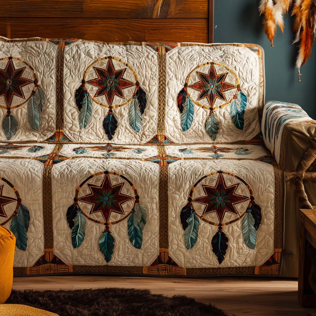 Quilted sofa cover with decorative pattern NCU0VT284