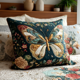 Quilted cushion cover with emerald butterfly and flowers NCU0TV180