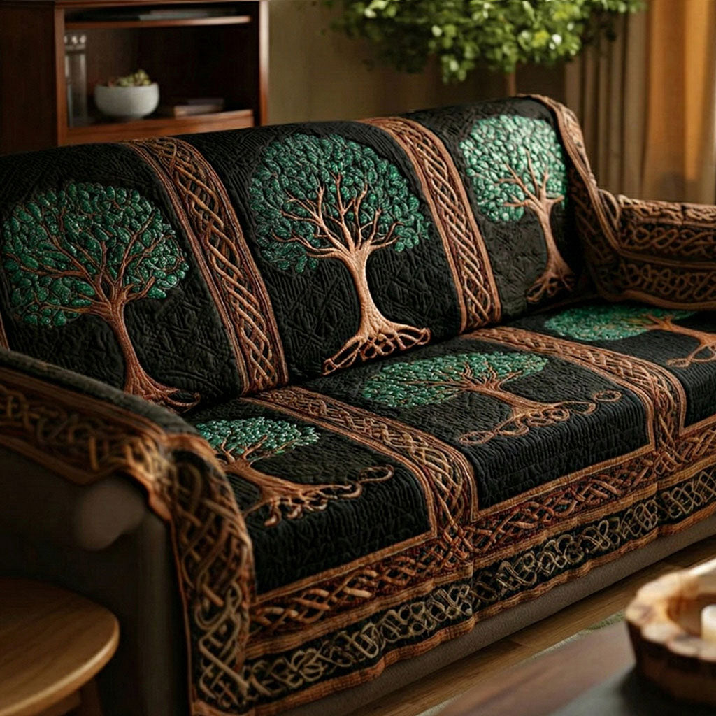Quilted Sofa Cover Tree of Life – Non-Slip