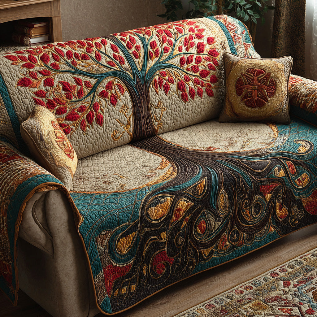 Quilted Sofa Cover Tree of Life – Soft to the Touch