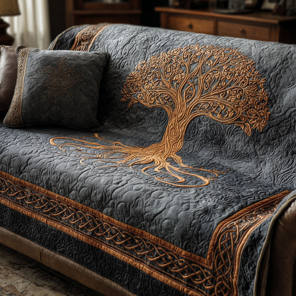Quilted Sofa Cover Tree of Life – for Living Room