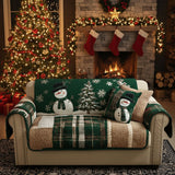 Quilted sofa cover with festive nights and evergreens NCU0PT10360