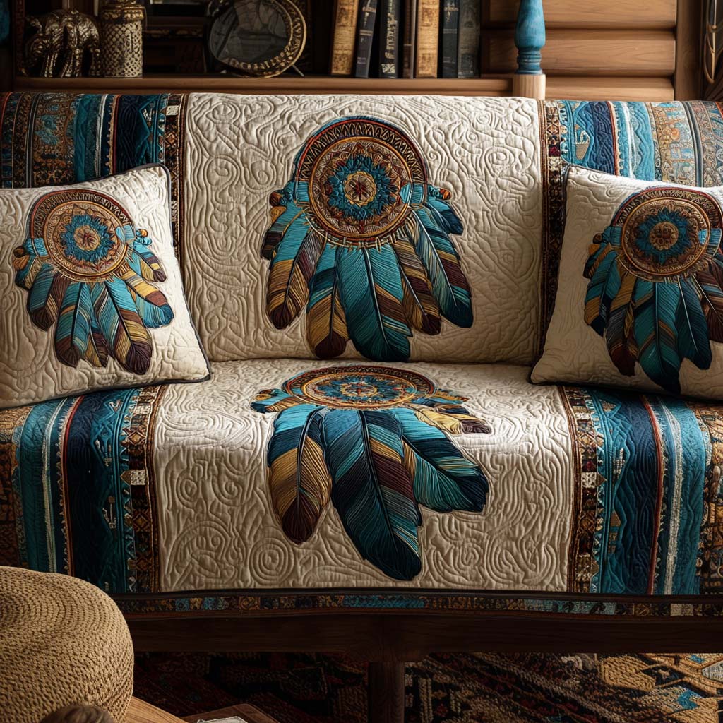 Quilted sofa cover with decorative pattern NCU0VT284