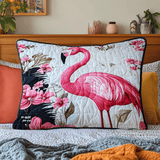 Quilted cushion cover with floral flamingo NCU0DV6348