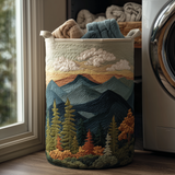 Quilted laundry basket with natural landscape NCU0TH2934