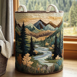 Quilted laundry basket with natural landscape NCU0PVL713