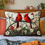 Quilted cushion cover with red cardinals NCU0DV7196
