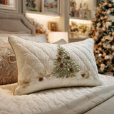 Quilted cushion cover with snowy refuge