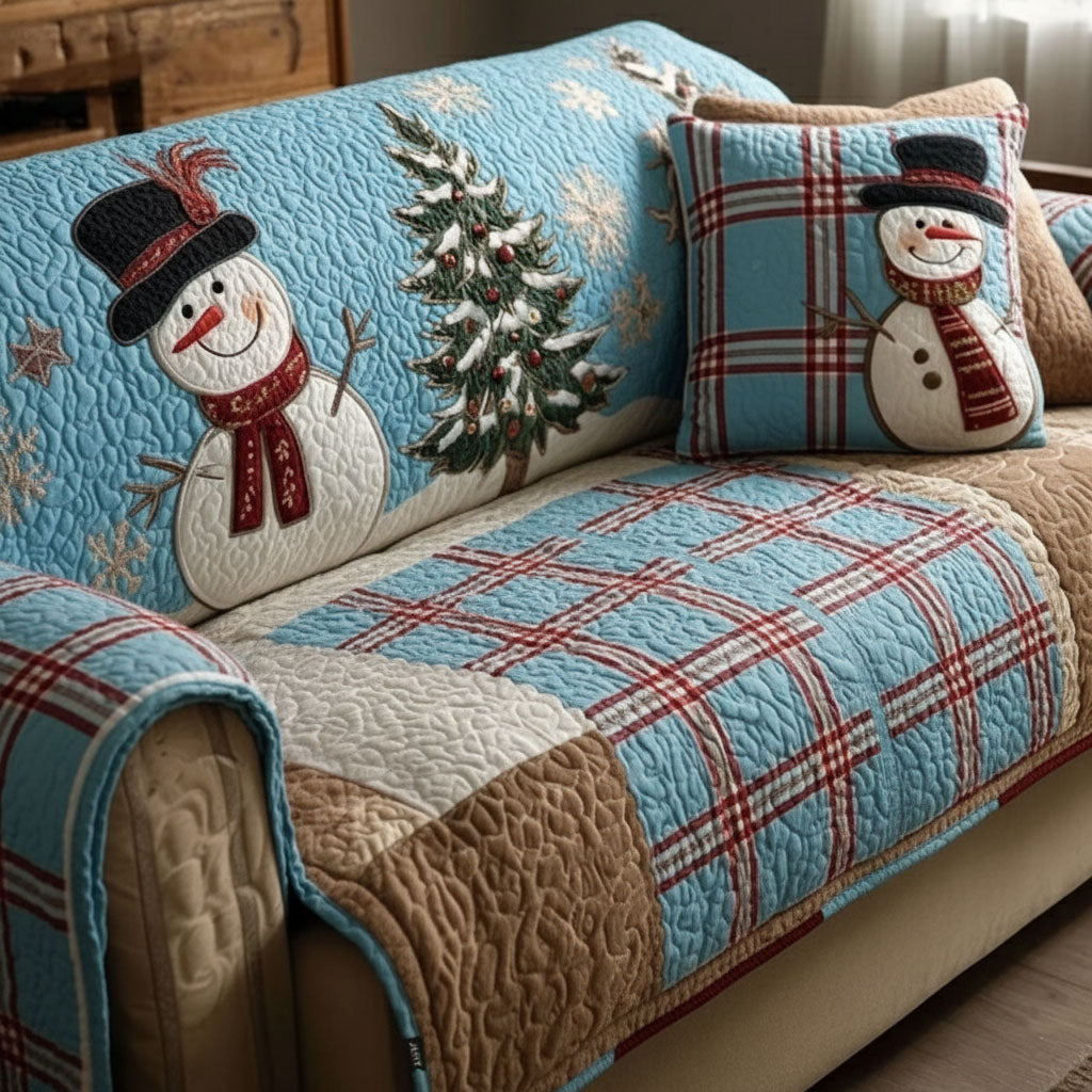 Quilted sofa cover with Christmas pattern NCU0VT340