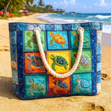 Quilted Beach Bag Tranquil Turtle – L and XL