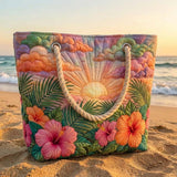 Tropical Dawn Patchwork Beach Bag – Spacious and Lightweight