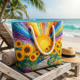 Rainbow Sun Beach Bag Patchwork – Spacious and Lightweight