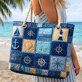 Nautical Blue Quilted Beach and Travel Bag