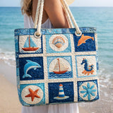 Quilted Beach Bag Marine Creatures – L and XL