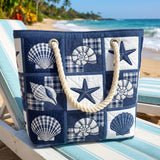 Quilted Beach Bag Serenity of Shells – Spacious and Lightweight