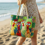 Quilted Beach Bag Hen Multi-coloured – Gift Idea
