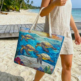 Quilted Beach Bag Sea Turtle – L and XL