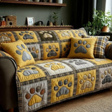 Quilted Sofa Cover with Paw Prints NCU0VT358