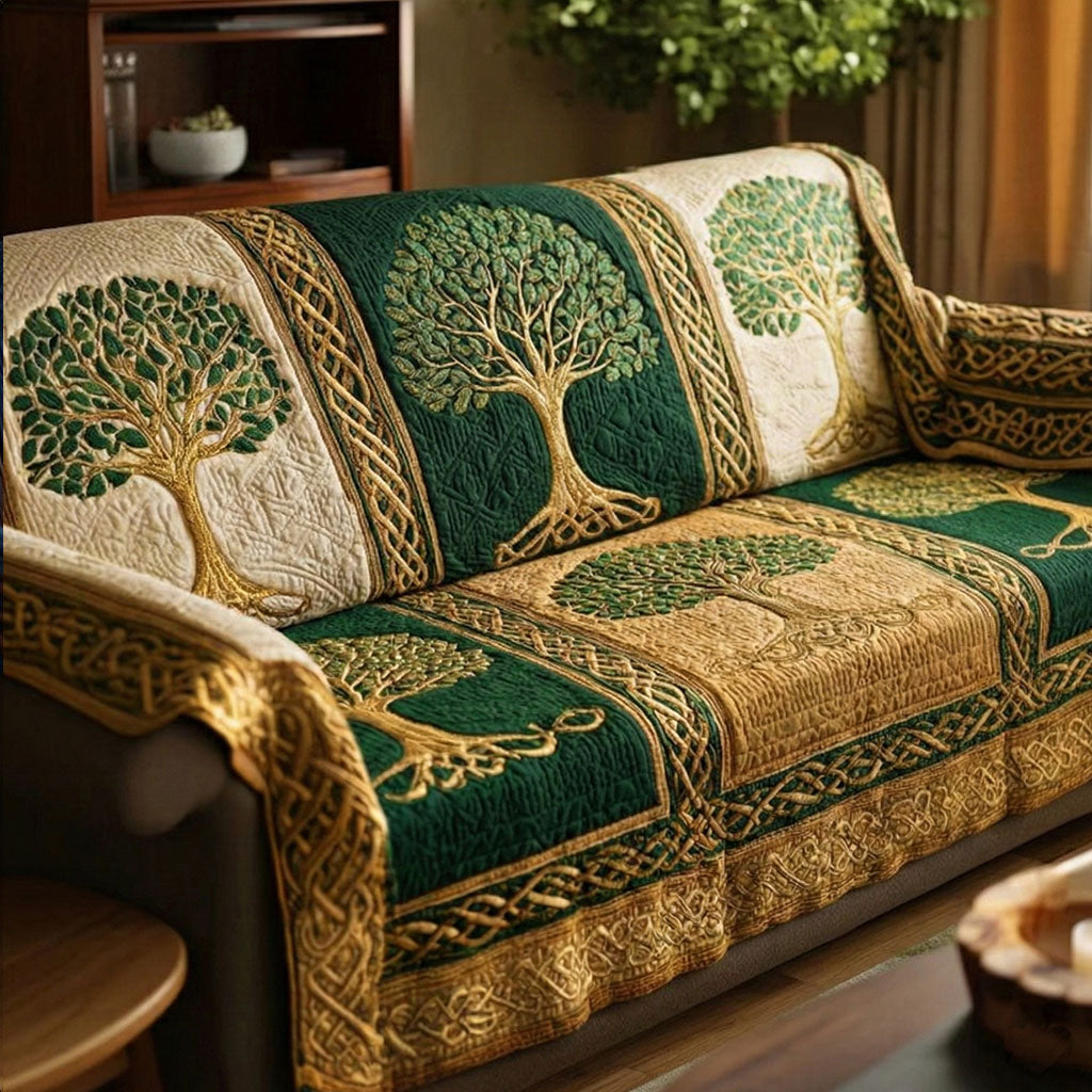 Quilted Sofa Cover Tree of Life – Non-Slip