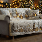 Quilted Sofa Cover in Winter Cabin Style