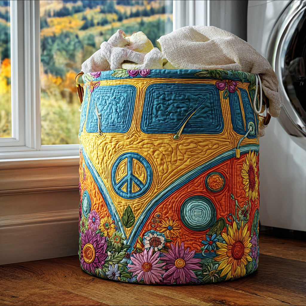 Quilted laundry basket in colourful hippie style NCU0QN026