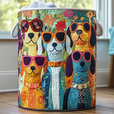Quilted laundry basket with cheerful puppies NCU0DDK1307